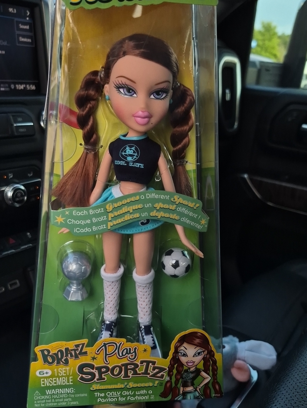 Play Sportz Soccer Doll - Brown Hair, Black & Teal Outfit